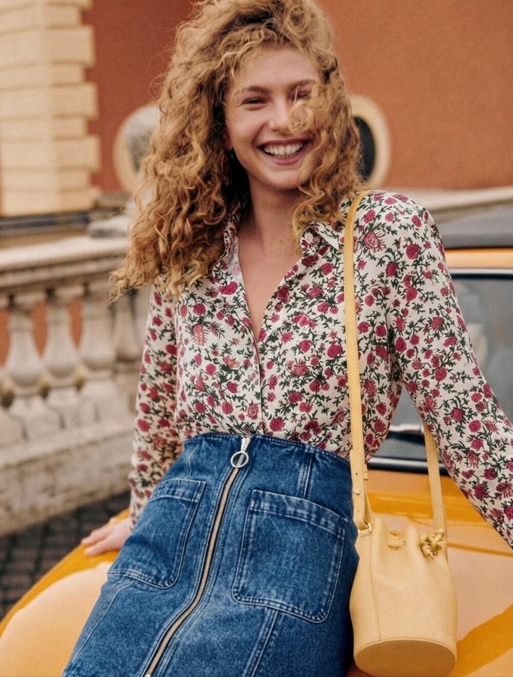 Sezane Pierro Shirt In Rose Print